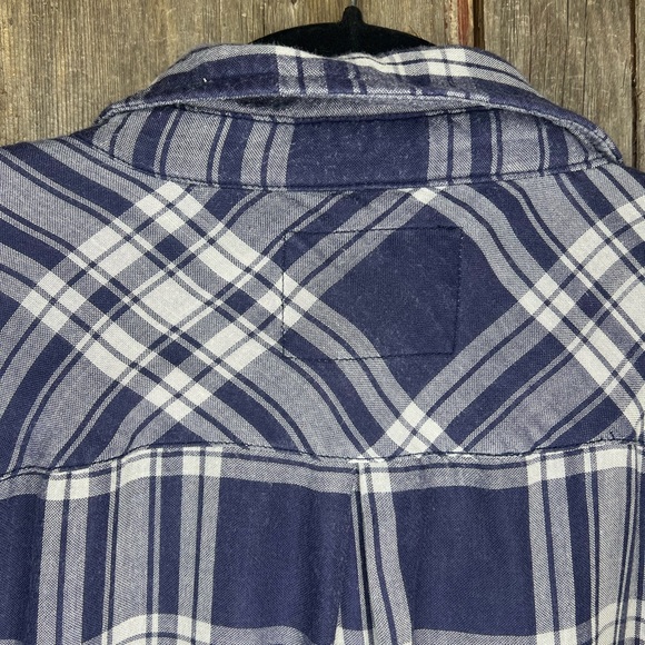 Rails Kendra Plaid Flannel Button Front Shirt Chambray Lined in Indigo sz M - Picture 8 of 14
